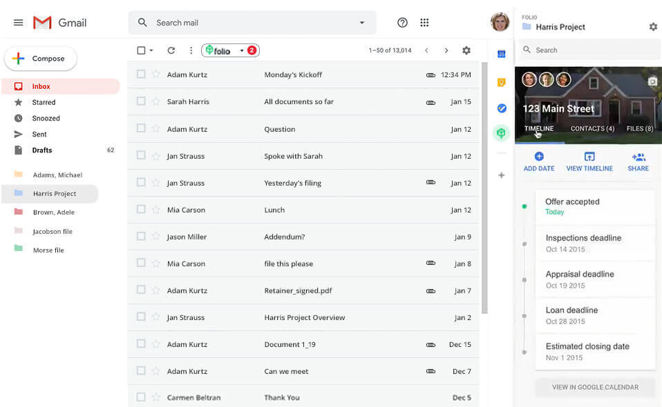 Organize your Gmail inbox with Folio