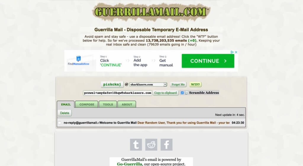 guerrilamail - favorite fake email generator for 2021