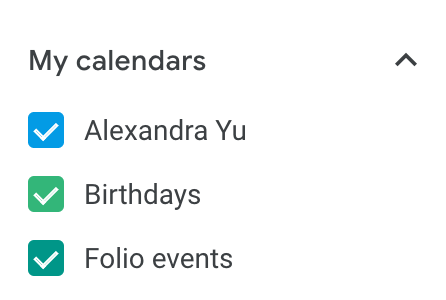 Folio and Google calendar list