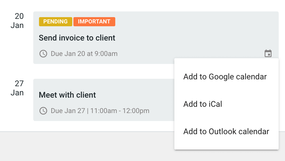 Folio integration with Google. Outlook and iCal calendar
