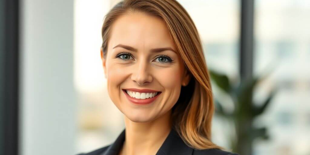 Real estate agent smiling warmly in professional headshot.
